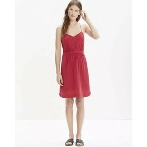 madewell women 2 pink silk daylight sleeveless spaghetti strap sheath dress Y
